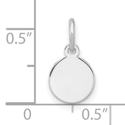 Sterling Silver Rh-plt Engraveable Round Polished Front/Back Disc Charm
