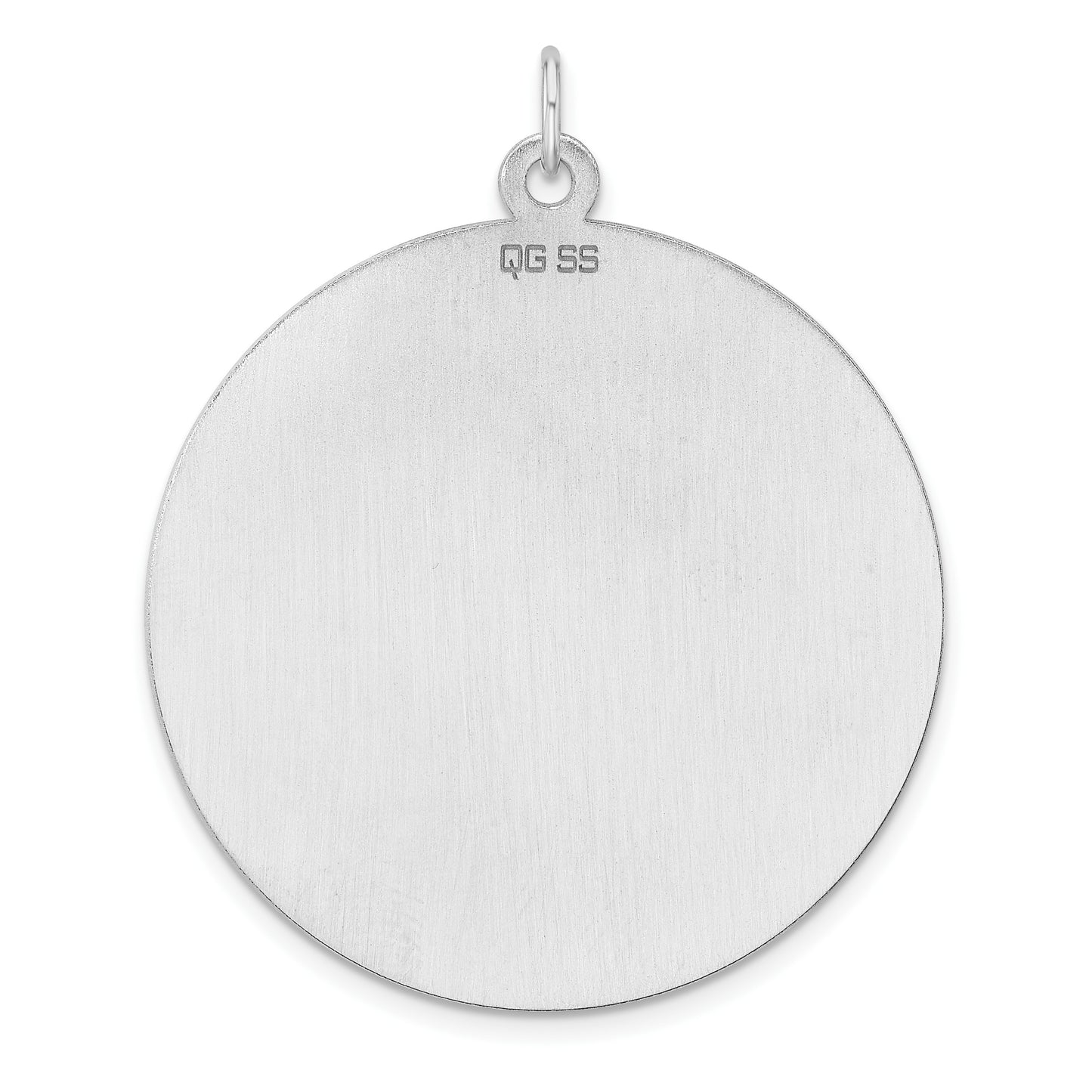Sterling Silver Rhod-plated Eng. Rnd Polish Front/Satin Back Disc Charm