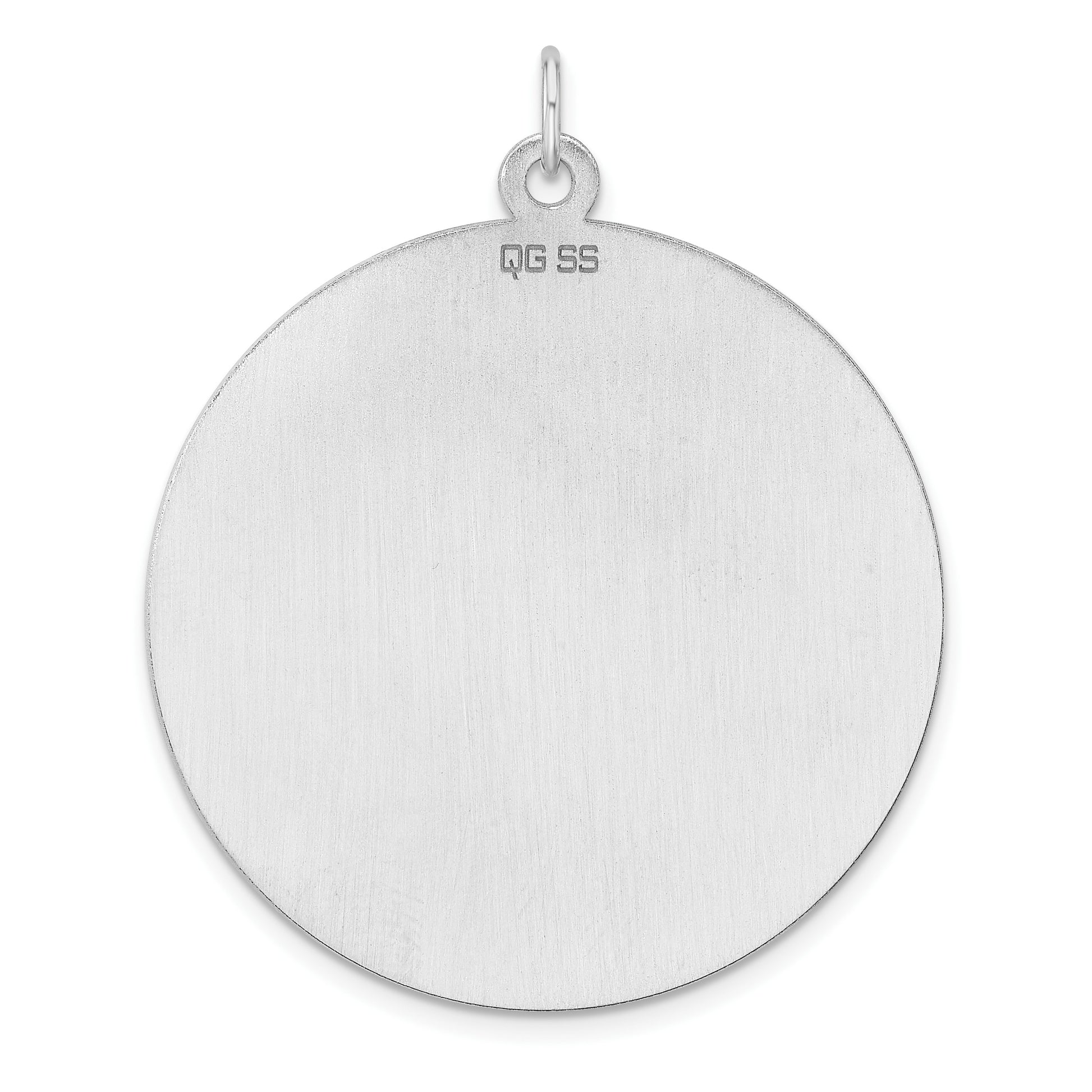 Sterling Silver Rhod-plated Eng. Rnd Polish Front/Satin Back Disc Charm