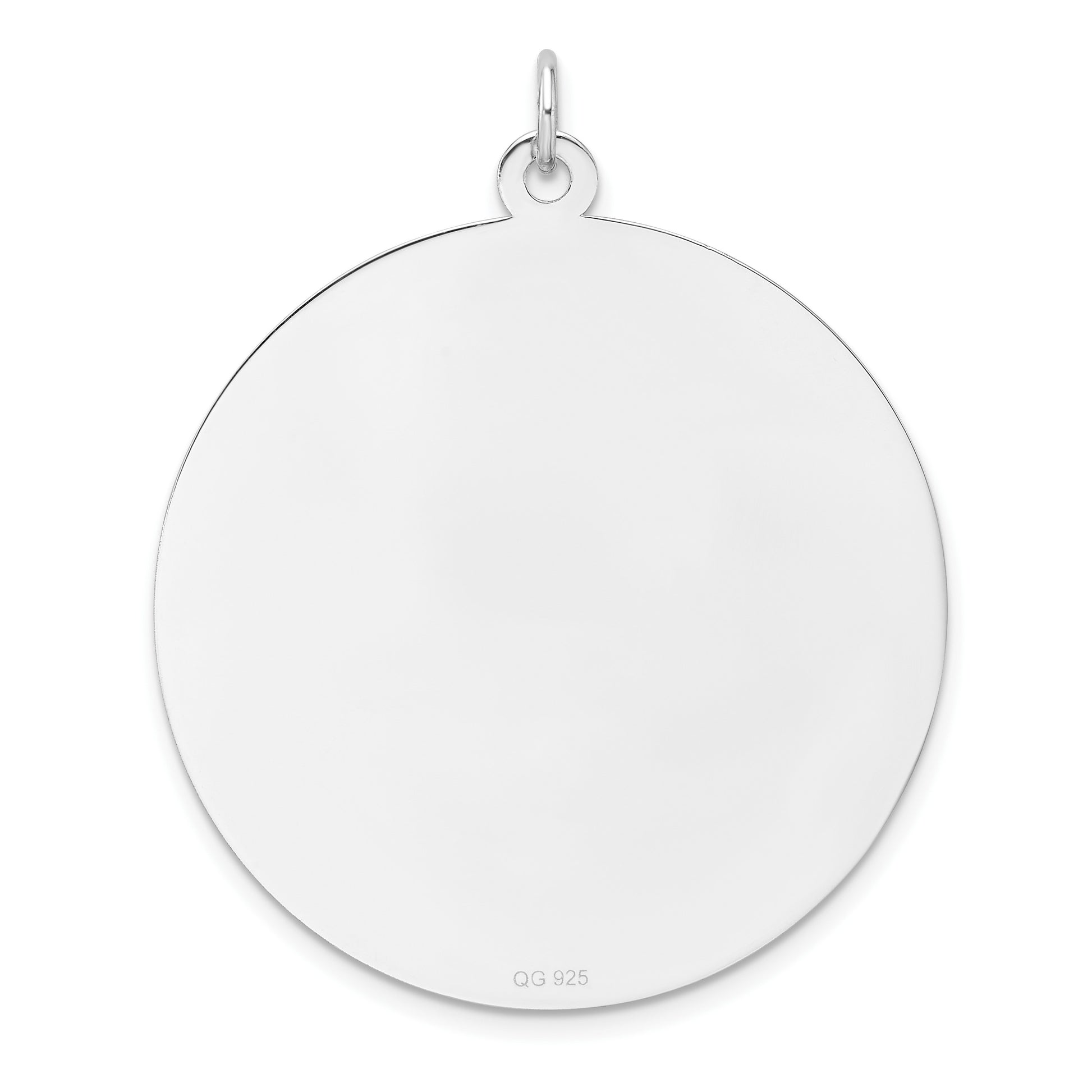 Sterling Silver Rhod-plated Eng. Rnd Polish Front/Back Disc Charm