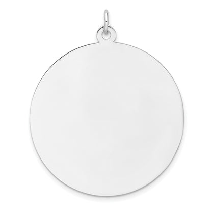 Sterling Silver Rhod-plated Eng. Rnd Polish Front/Back Disc Charm