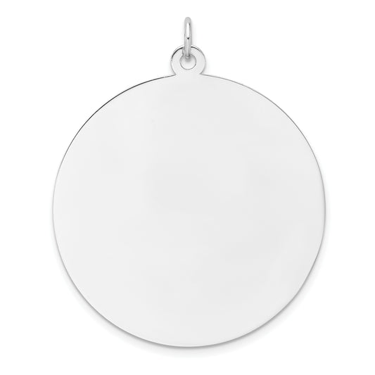 Sterling Silver Rhod-plated Eng. Rnd Polish Front/Back Disc Charm