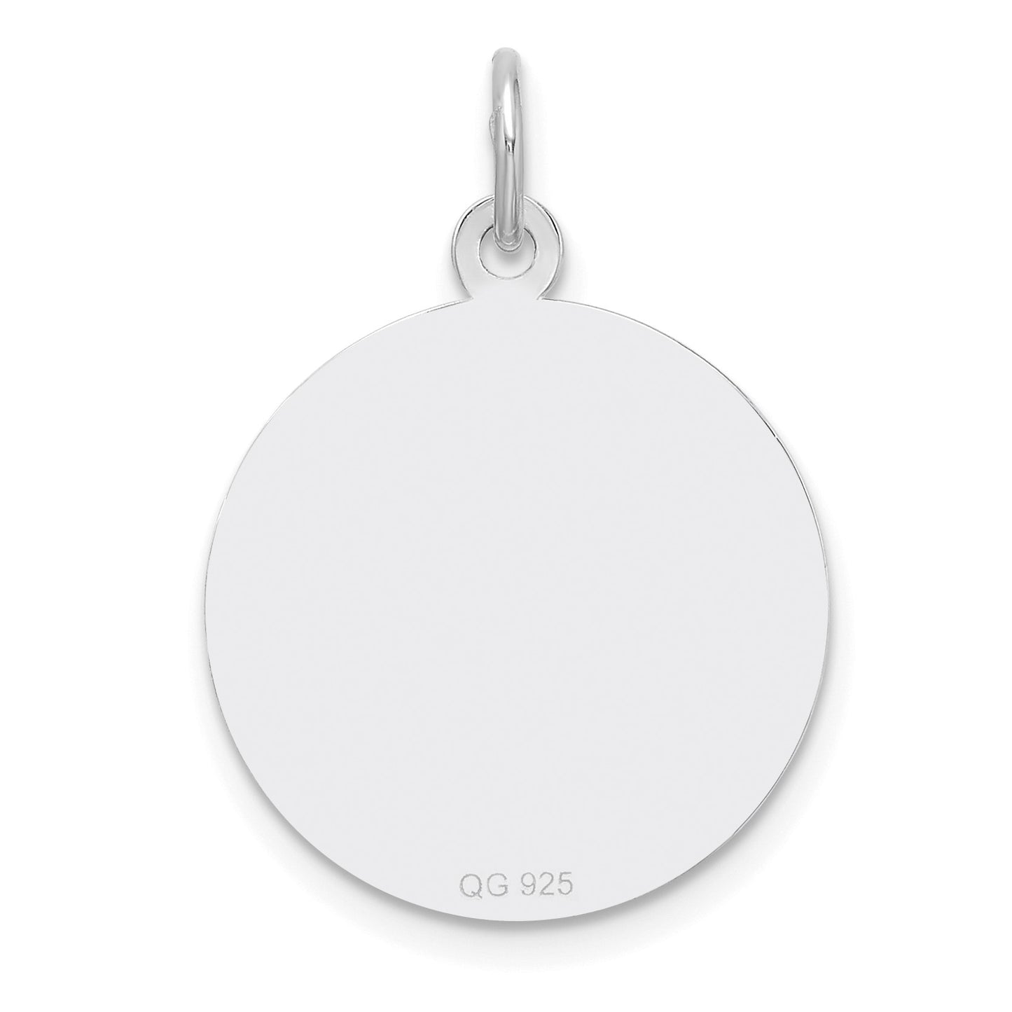 Sterling Silver Rhod-plated Eng. Rnd Polish Front/Back Disc Charm
