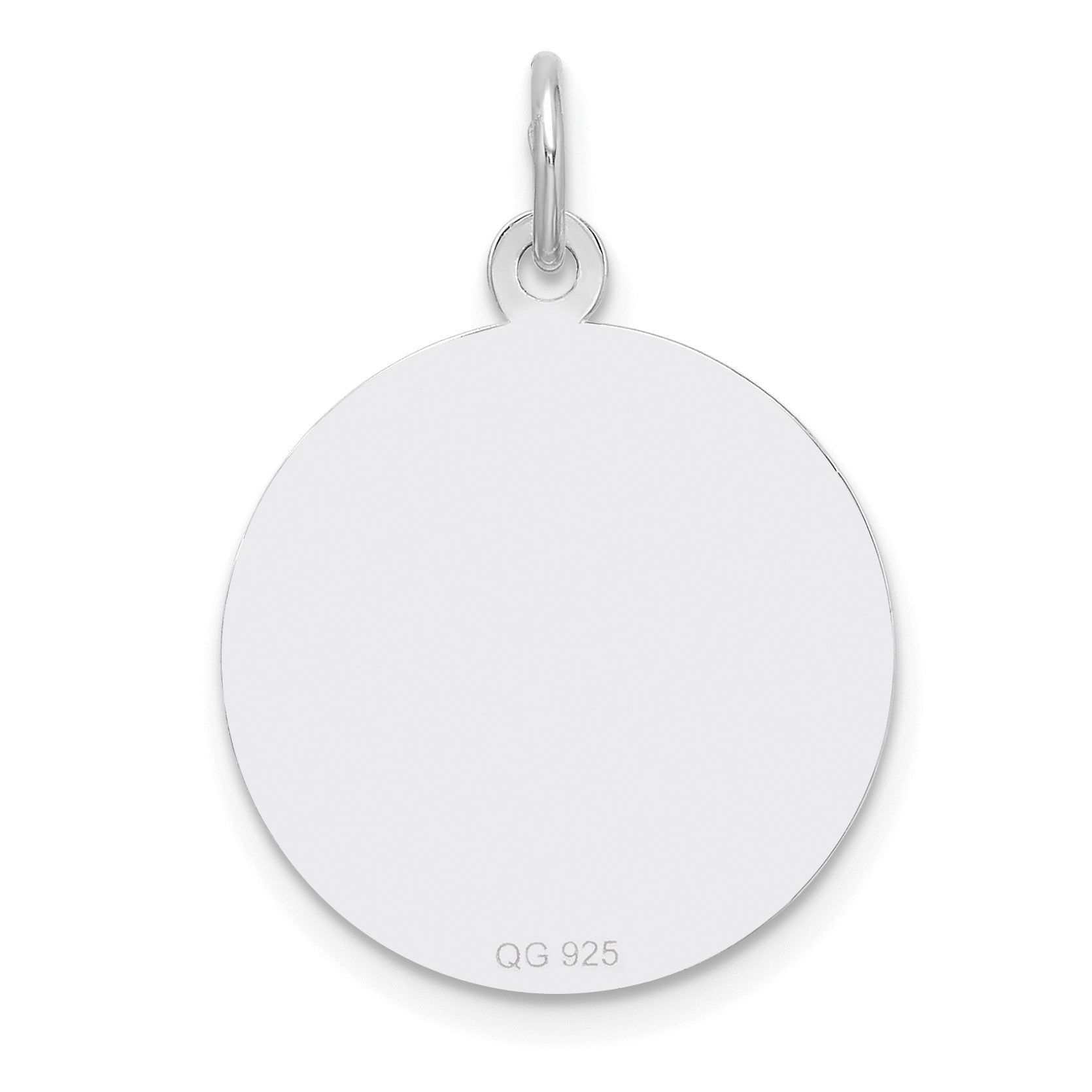 Sterling Silver Rhod-plated Eng. Rnd Polish Front & Back Disc Charm