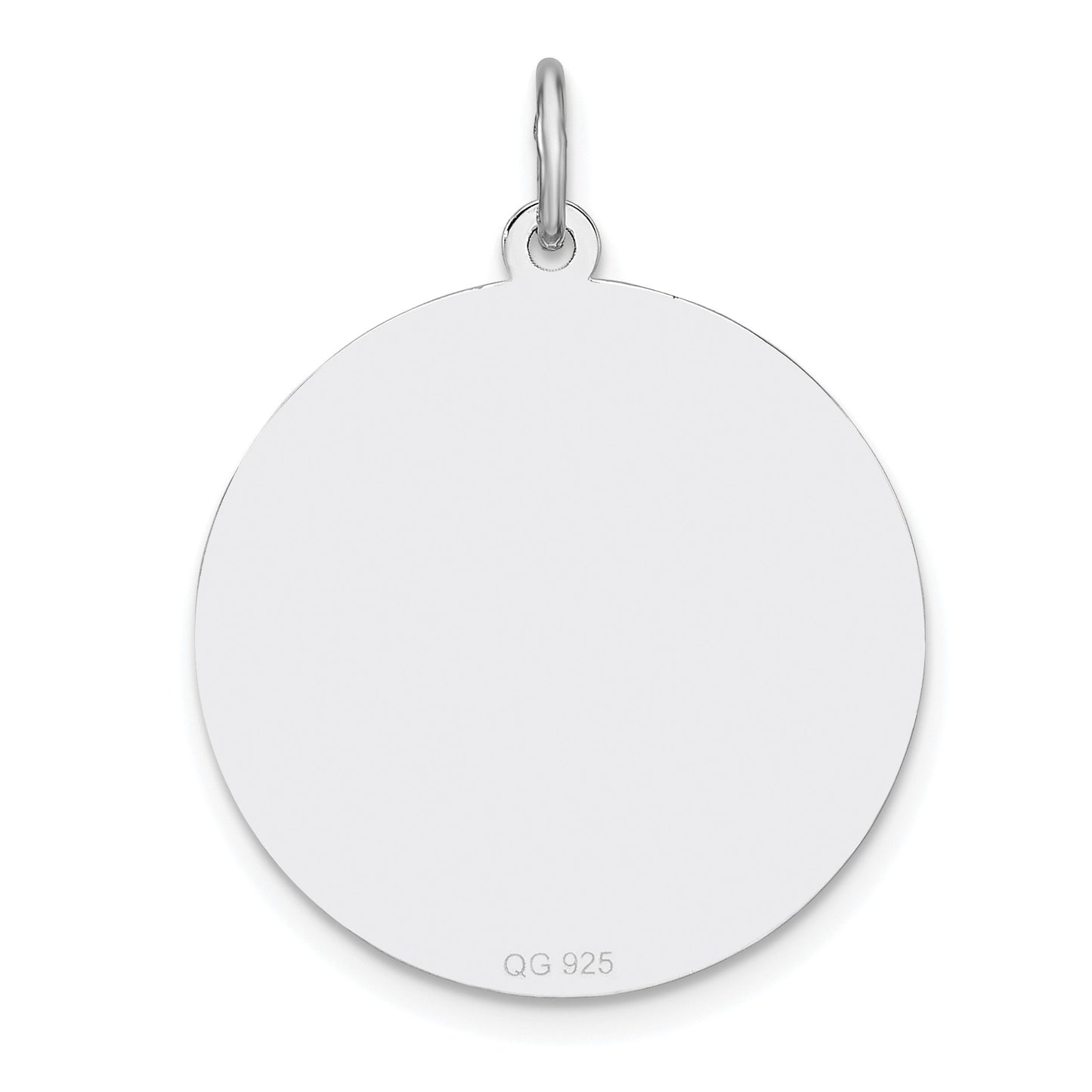 Sterling Silver Rhod-plated Eng. Rnd Polish Front and Back