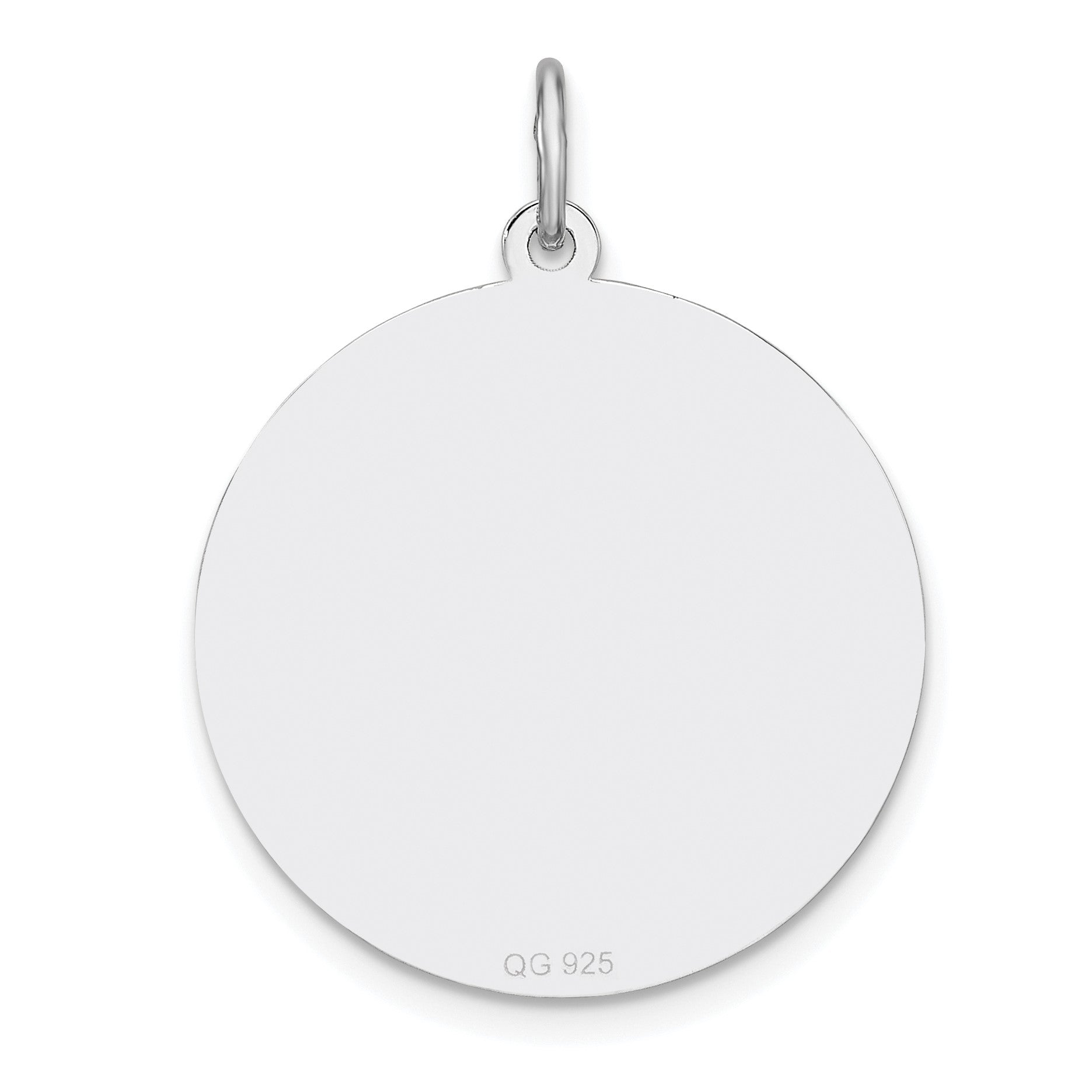 Sterling Silver Rhod-plated Eng. Rnd Polish Front and Back