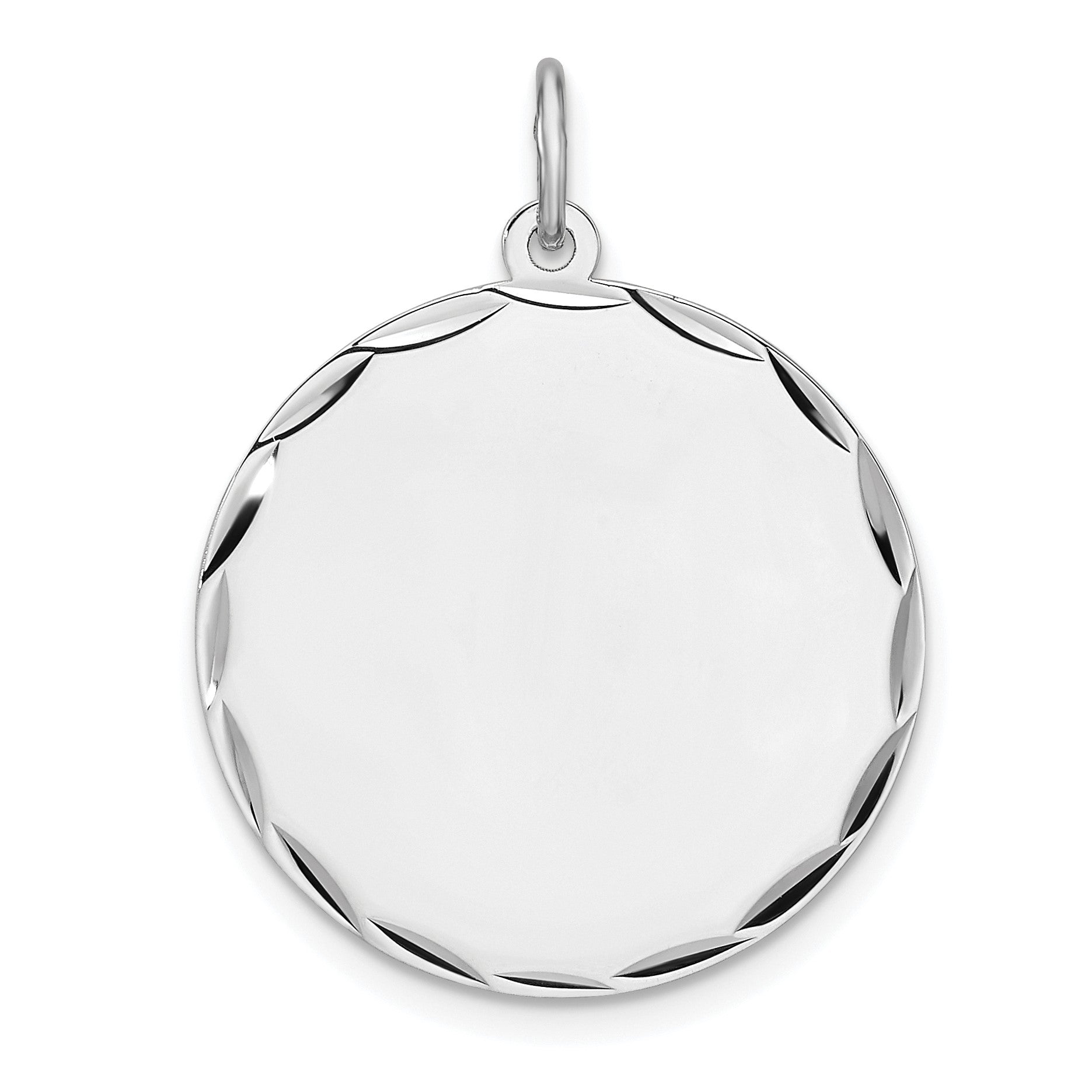 Sterling Silver Rhod-plated Eng. Rnd Polish Front and Back