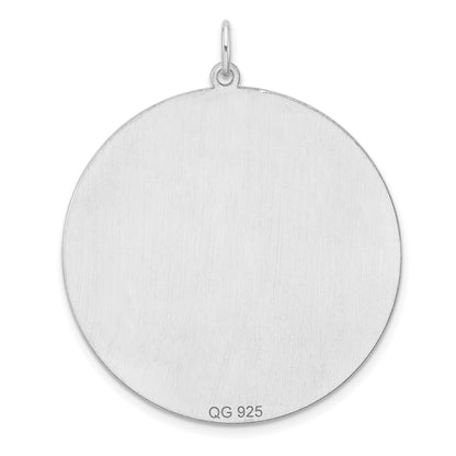 Sterling Silver Rhod-plated ENG. Round Polish Front/Satin Back Disc Charm