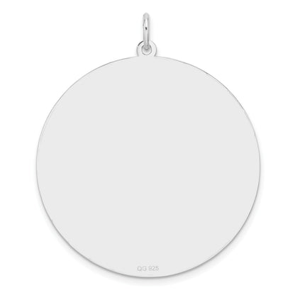 Sterling Silver Rhod-plated ENG. Round Polished Front/Back Disc Charm