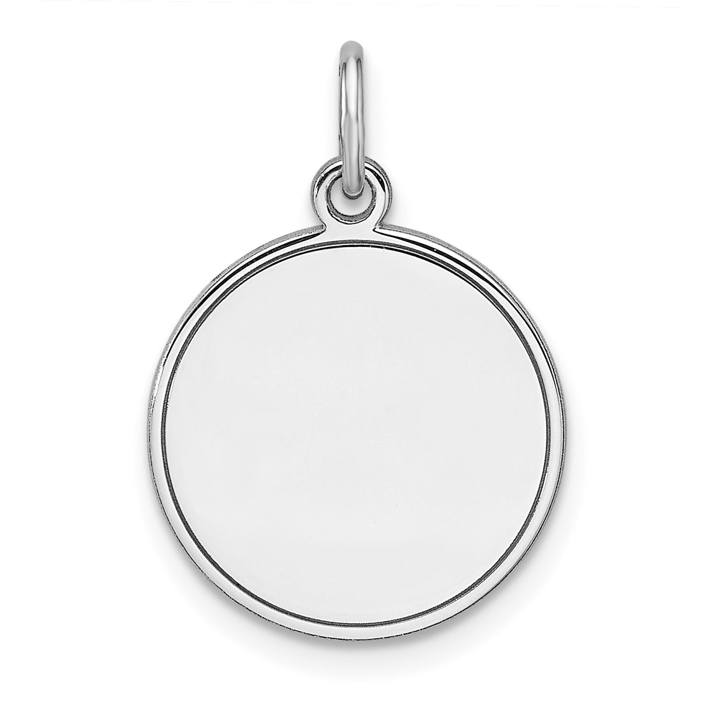 Sterling Silver Rhod-plated Eng. Rnd Polish Front/Satin Back Disc Charm