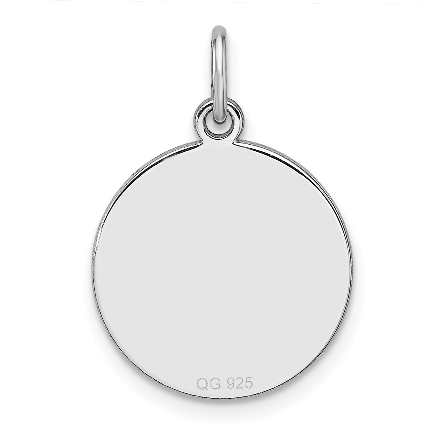 Sterling Silver Rhod-plated Eng. Rnd Polish Front / Back Disc Charm