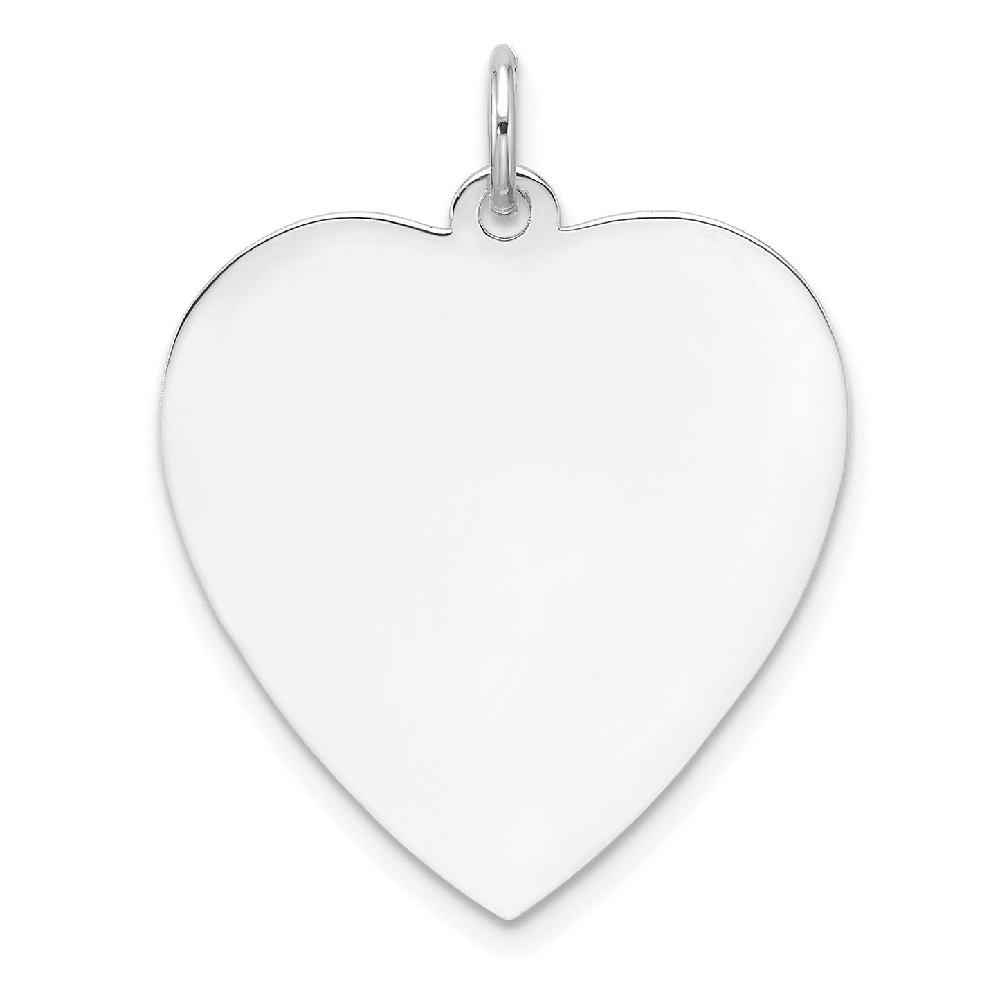 SS Rh-plt Engraveable Heart Polished Front/Satin Back Disc Charm