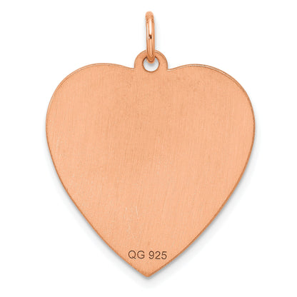 Sterling Silver RG Plated Eng. Heart Polish Front/Satin Back Disc Charm