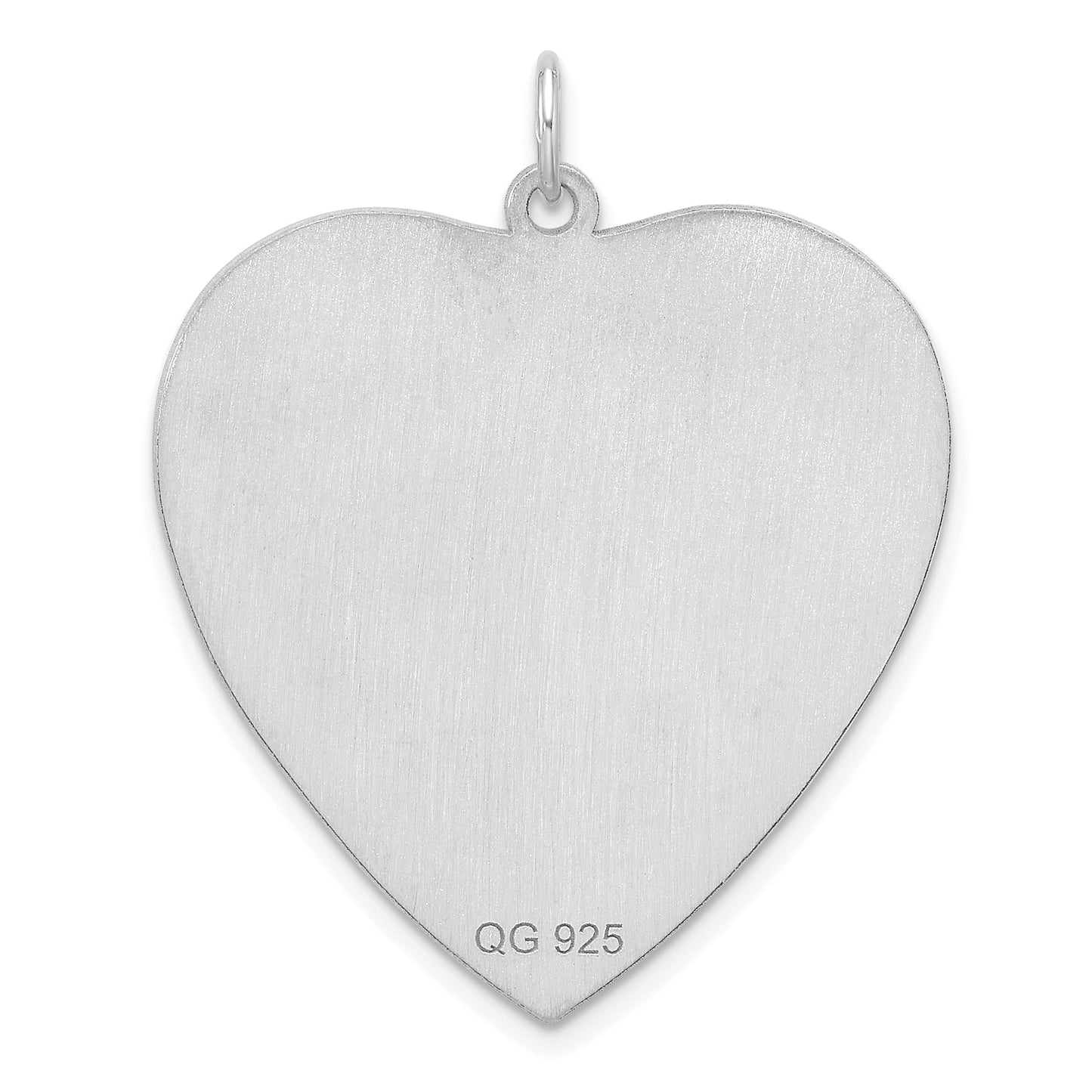 Sterling Silver Rhod-plated Eng. Heart Polish Front/Satin Back Disc Charm