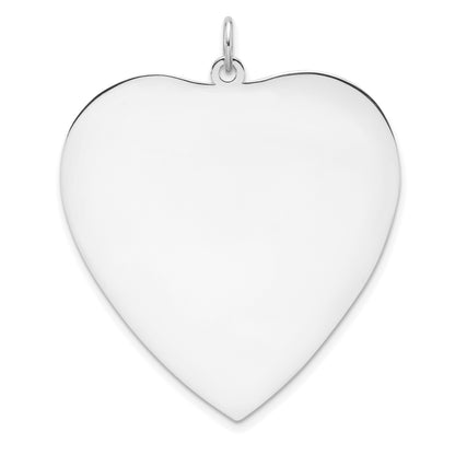 Sterling Silver Rhod-plated Eng. Heart Polish Front/Satin Back Disc Charm