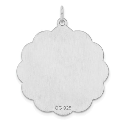 Sterling Silver Rh-plt Engraveable Polished Front/Satin Back Disc Charm