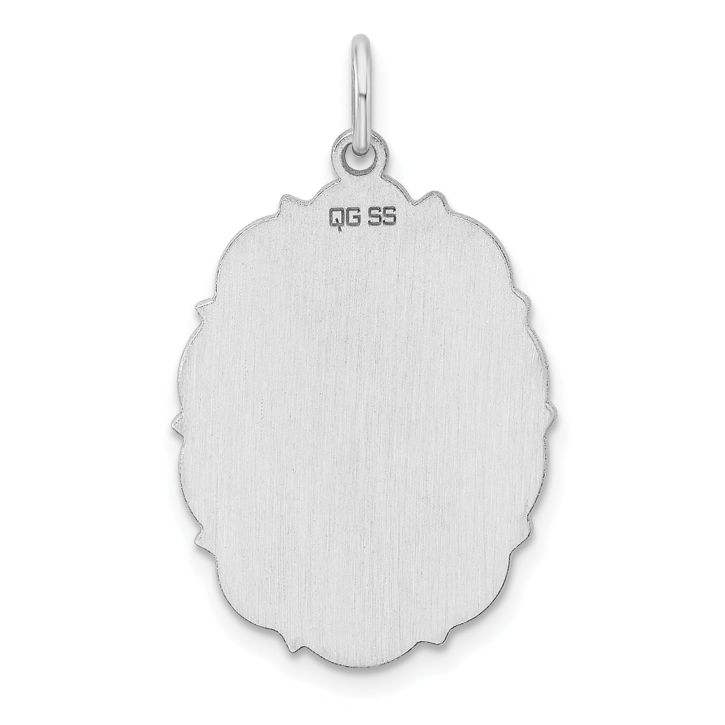 Sterling Silver Rh-plt Engraveable Polished Front/Satin Back Disc Charm