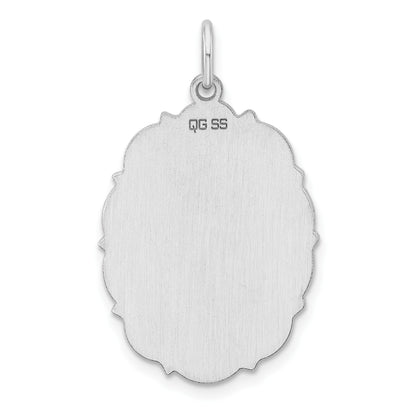 Sterling Silver Rh-plt Engraveable Polished Front/Satin Back Disc Charm