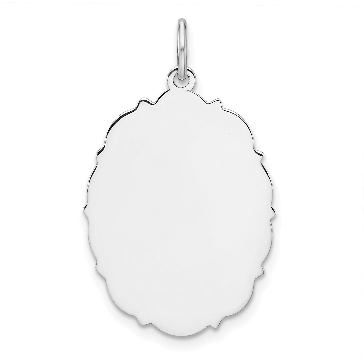 Sterling Silver Rh-plt Engraveable Polished Front/Satin Back Disc Charm