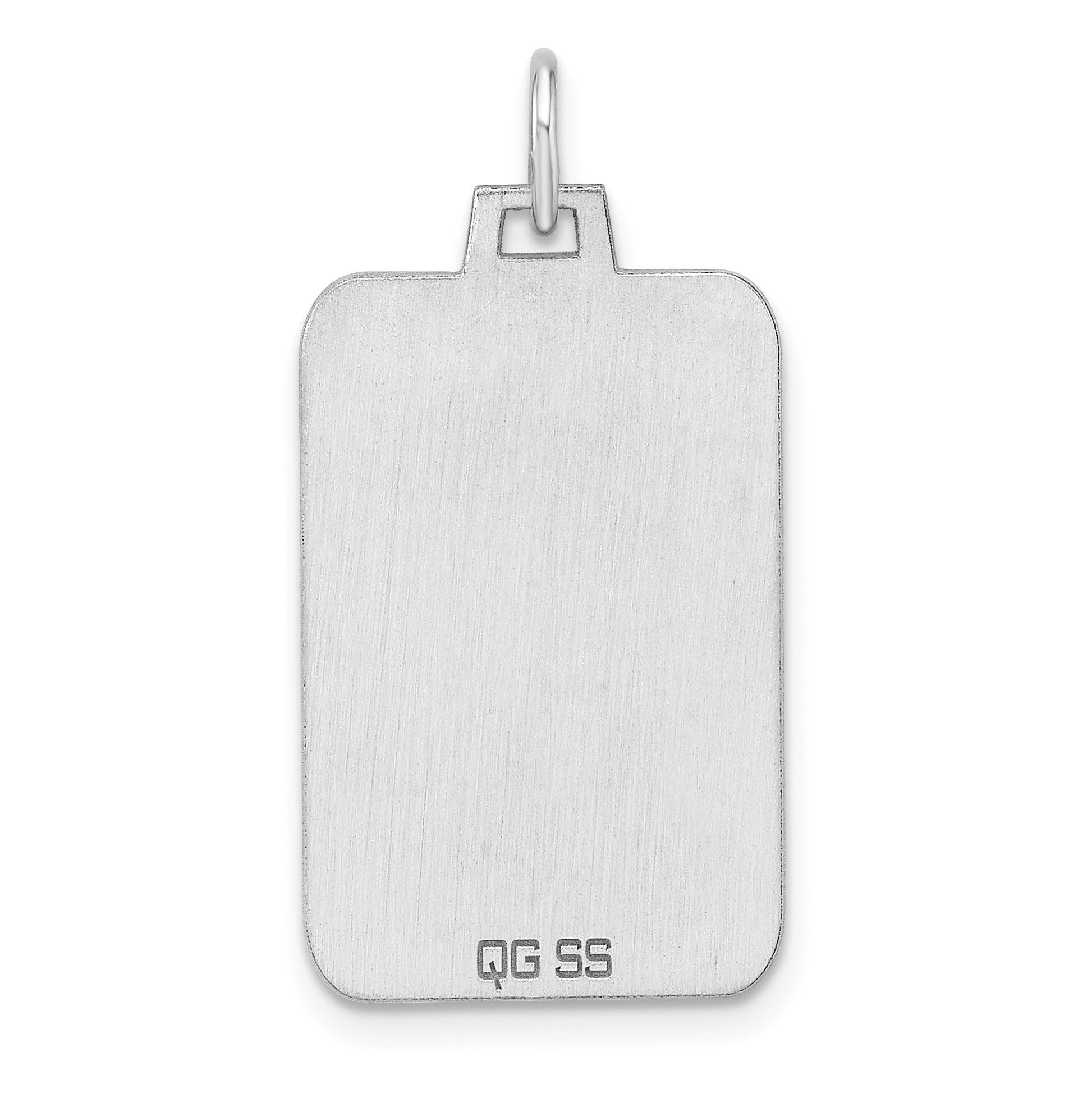 Sterling Silver Rhod.-plated Eng. Rect. Polish Front/Satin Back Disc Charm