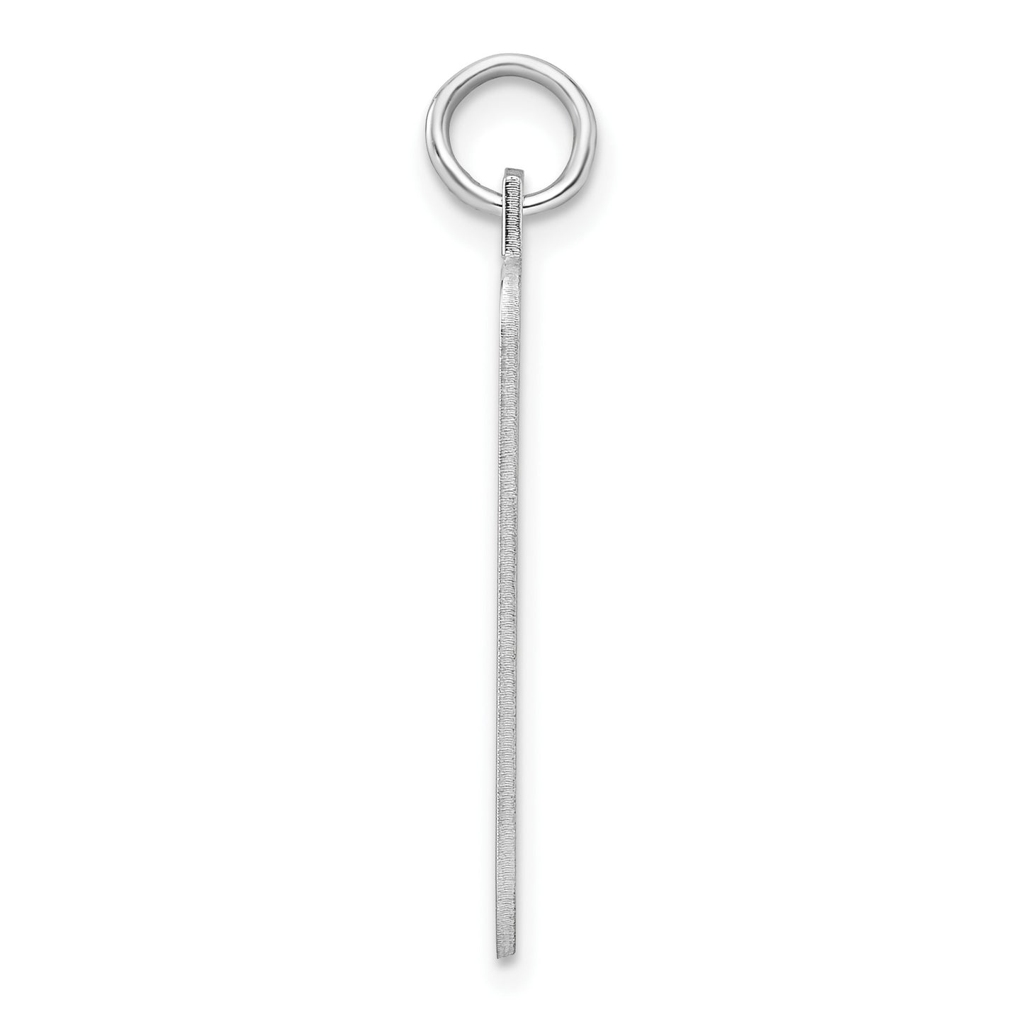 Sterling Silver Rhod.-plated Eng. Rect. Polish Front/Satin Back Disc Charm