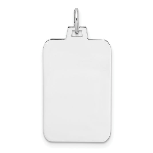 Sterling Silver Rhod.-plated Eng. Rect. Polish Front/Satin Back Disc Charm