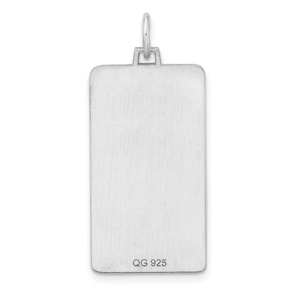 Sterling Silver Rhod-plate Eng. Rect. Polish Front/Satin Back Disc Charm