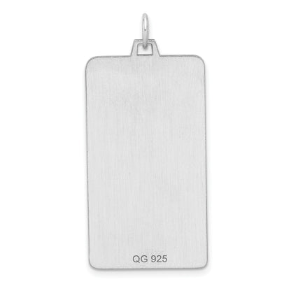 Sterling Silver Rhod-plate Eng. Rect. Polish Front/Satin Back Disc Charm