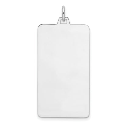 Sterling Silver Rhod-plate Eng. Rect. Polish Front/Satin Back Disc Charm