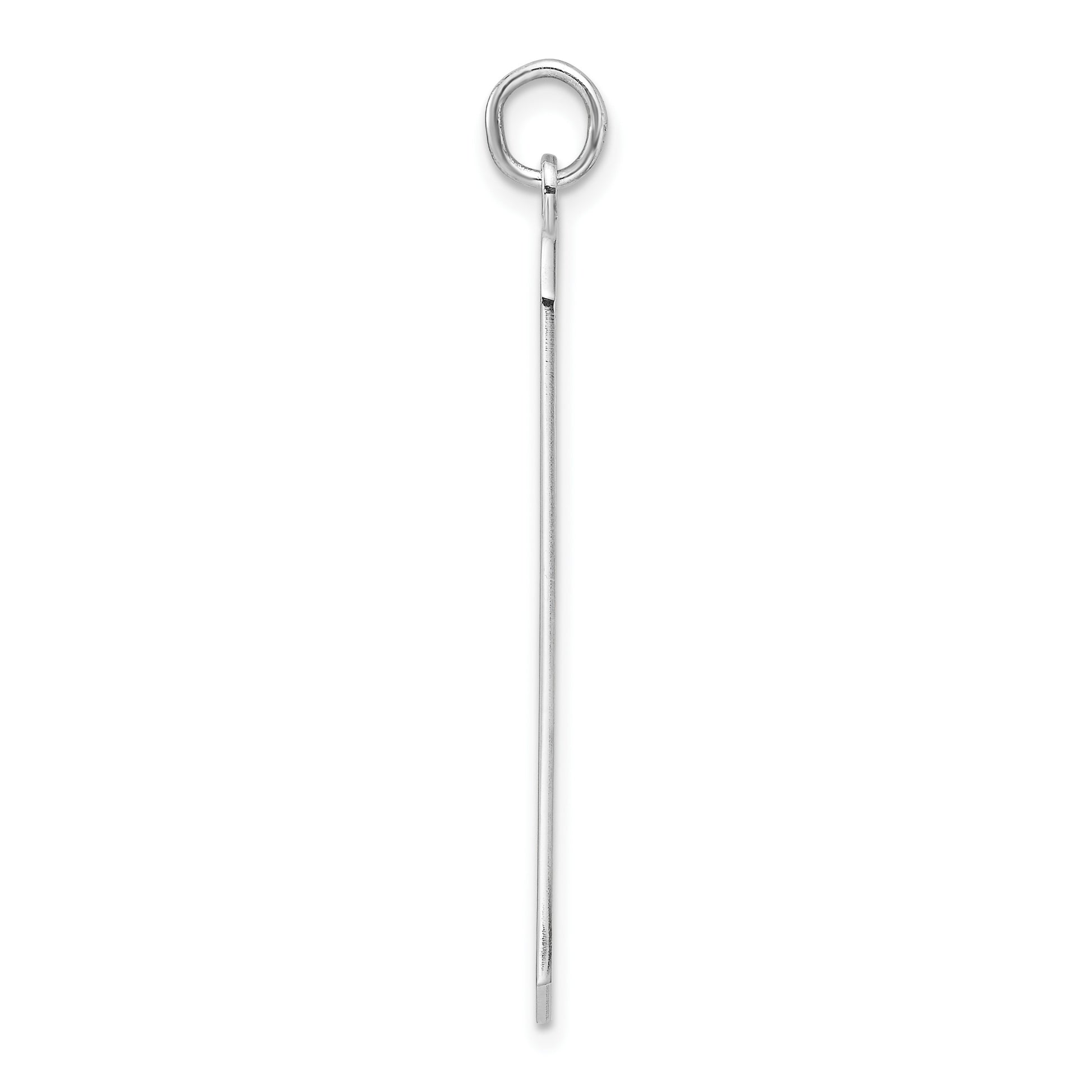 Sterling Silver Rhod-plate Eng. Rect. Polish Front/Satin Back Disc Charm