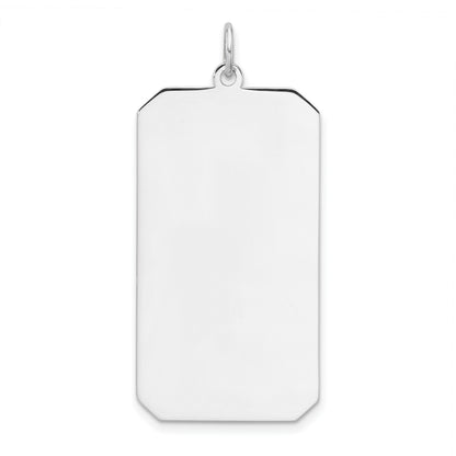 Sterling Silver Rhod-plate Eng. Rect. Polish Front/Satin Back Disc Charm