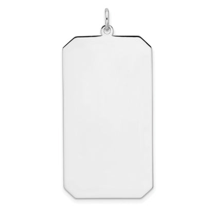 Sterling Silver Rhod-plate Eng. Rect. Polish Front/Satin Back Disc Charm