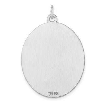 Sterling Silver Rhod-plate Eng. Oval Polish Front/Satin Back Disc Charm