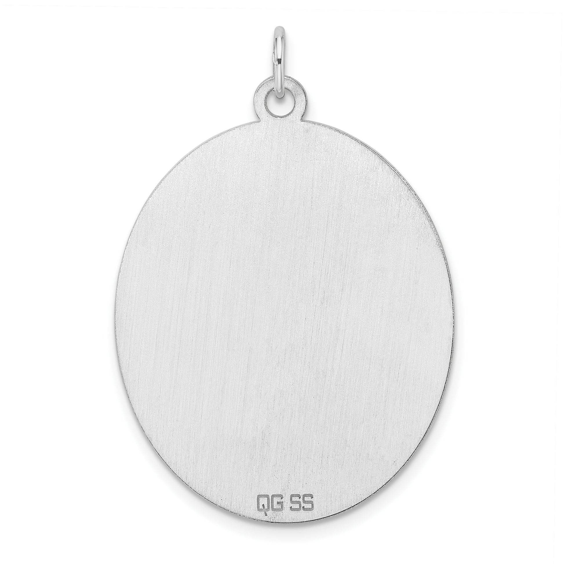 Sterling Silver Rhod-plate Eng. Oval Polish Front/Satin Back Disc Charm