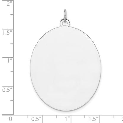 Sterling Silver Rhod-plate Eng. Oval Polish Front/Back Disc Charm