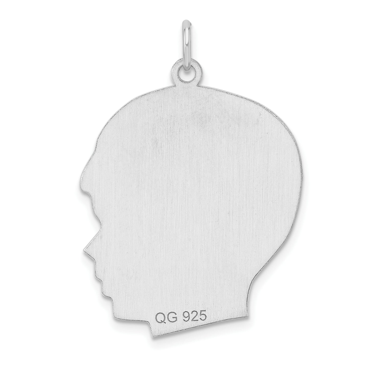SSilver Rh-plt Engravable Boy Polished Front/Satin Back Disc Charm