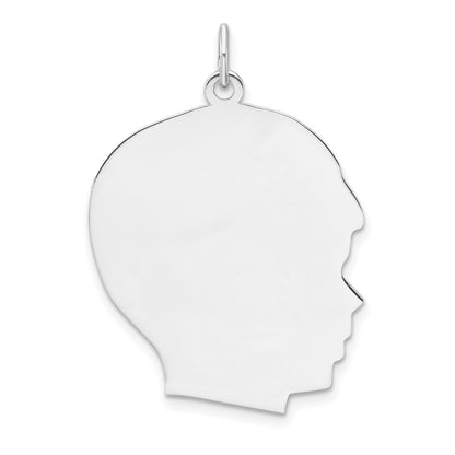 SSilver Rh-plt Engravable Boy Polished Front/Satin Back Disc Charm