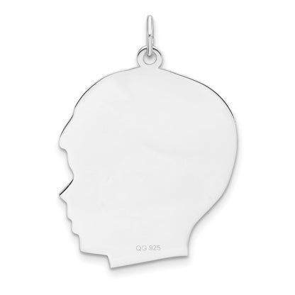 Sterling Silver Rh-plt Engravable Boy Disc Charm Polish on Front/Back