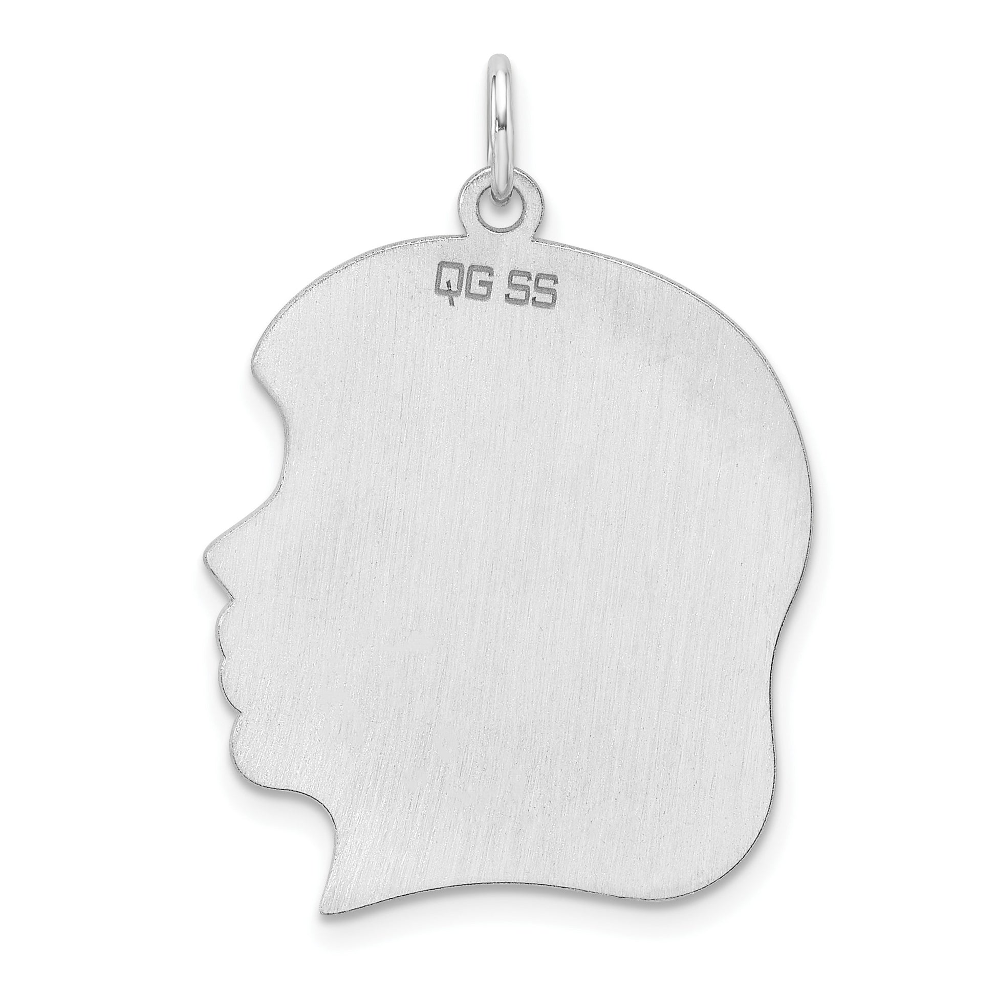 SSilver Rh-plt Engravable Girl Polished Front/Satin Back Disc Charm