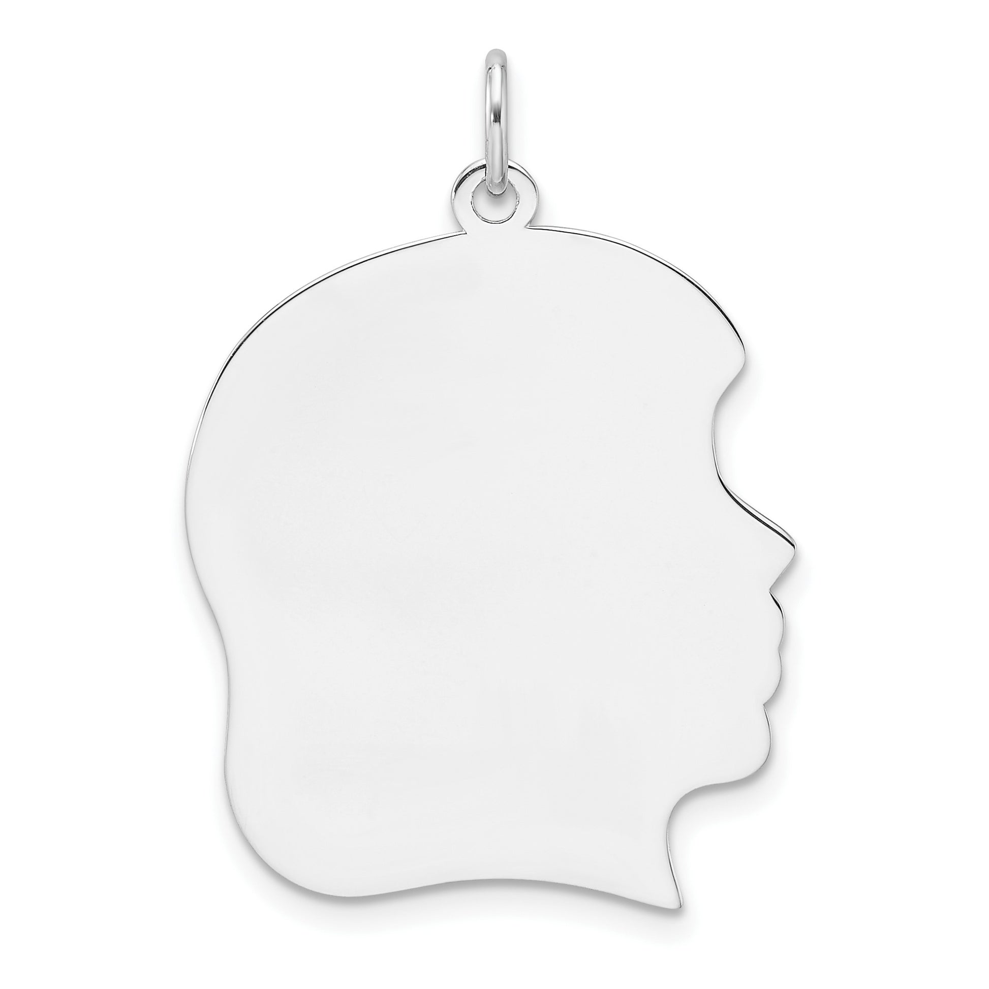 Sterling Silver Rh-plt Engravable Girl Disc Charm Polish on Front/Back