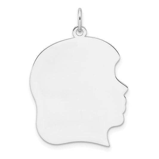 Sterling Silver Rh-plt Engravable Girl Disc Charm Polish on Front/Back