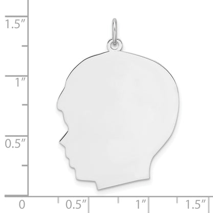 Sterling Silver Rhod-plate Eng. Boy Polished Front & Back Disc Charm