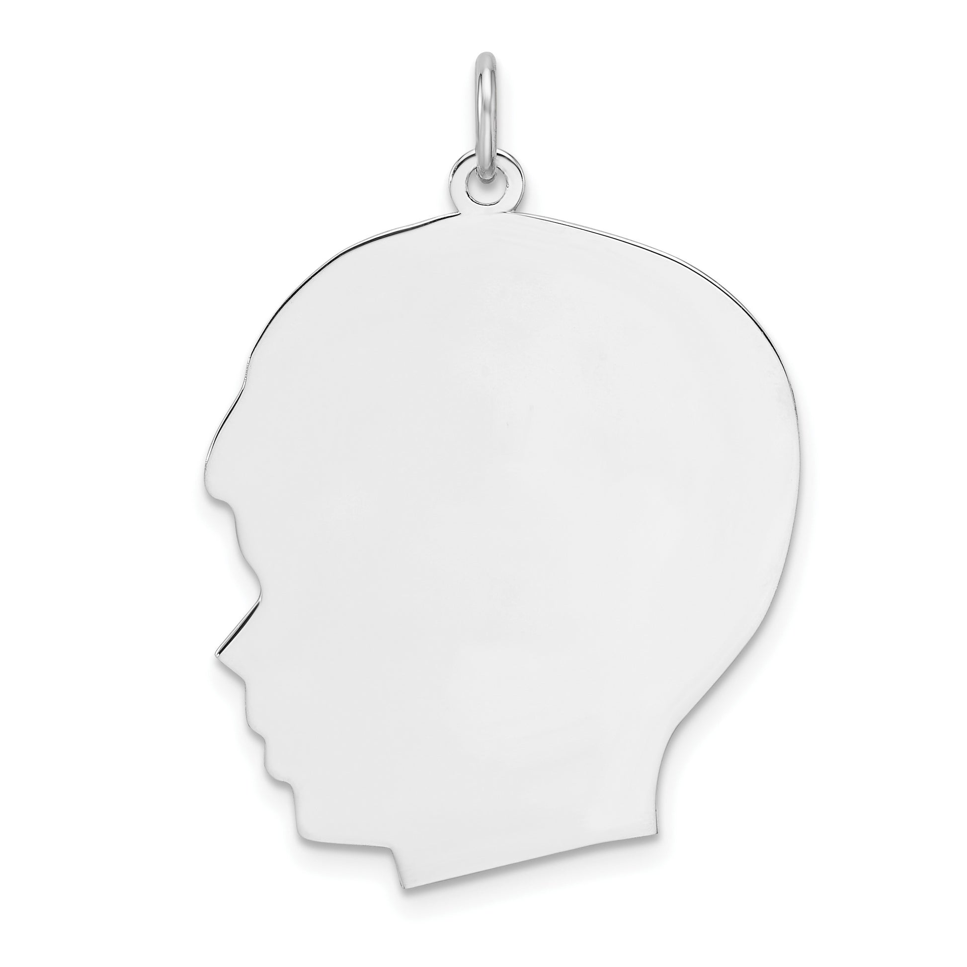 Sterling Silver Rhod-plate Eng. Boy Polished Front & Back Disc Charm