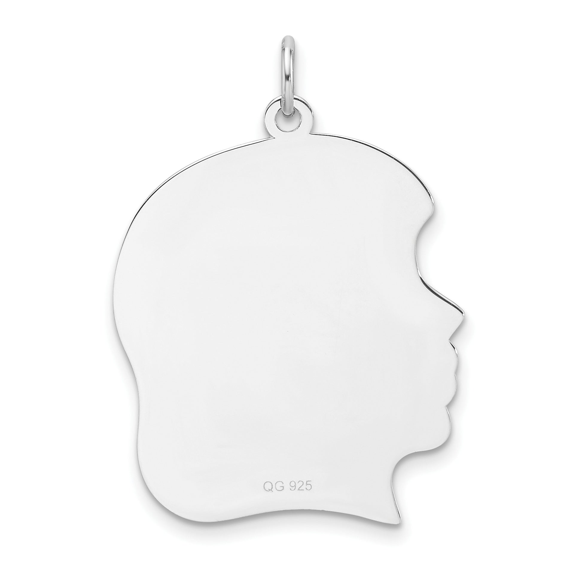 Sterling Silver Rhodium Plated Girl Polished Front and Back Disc Charm