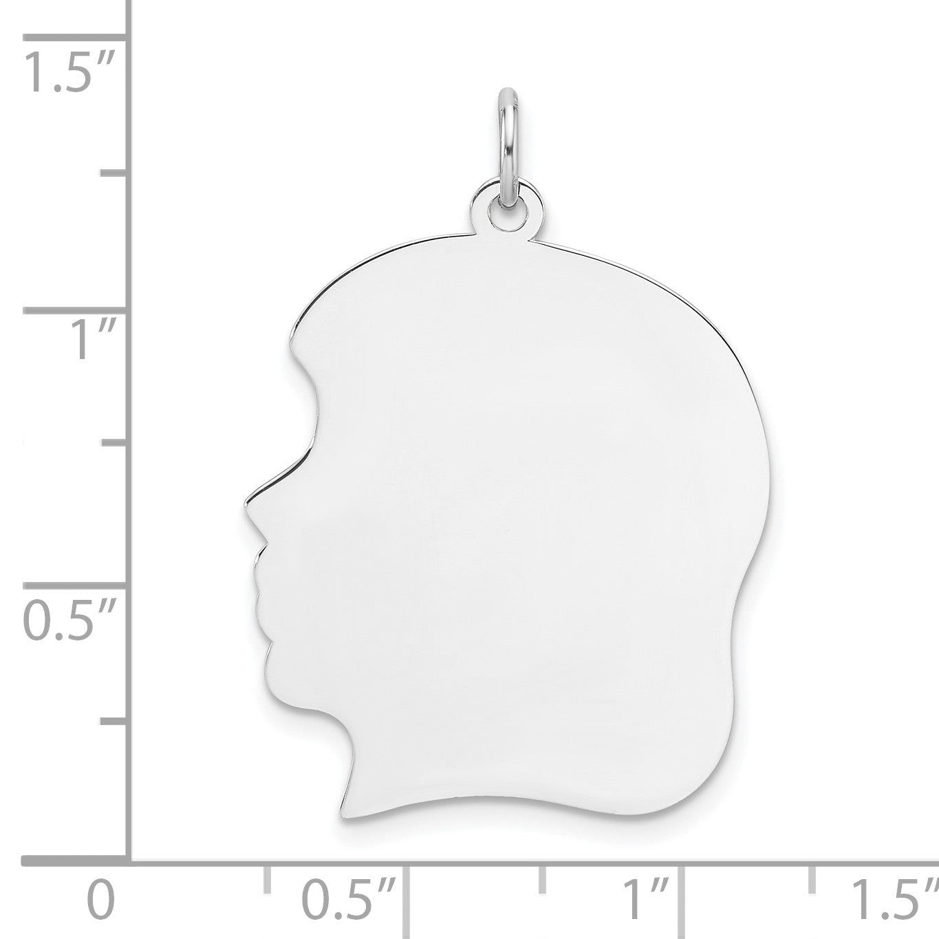 Sterling Silver Rhodium Plated Girl Polished Front and Back Disc Charm