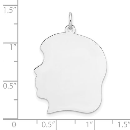Sterling Silver Rhodium Plated Girl Polished Front and Back Disc Charm