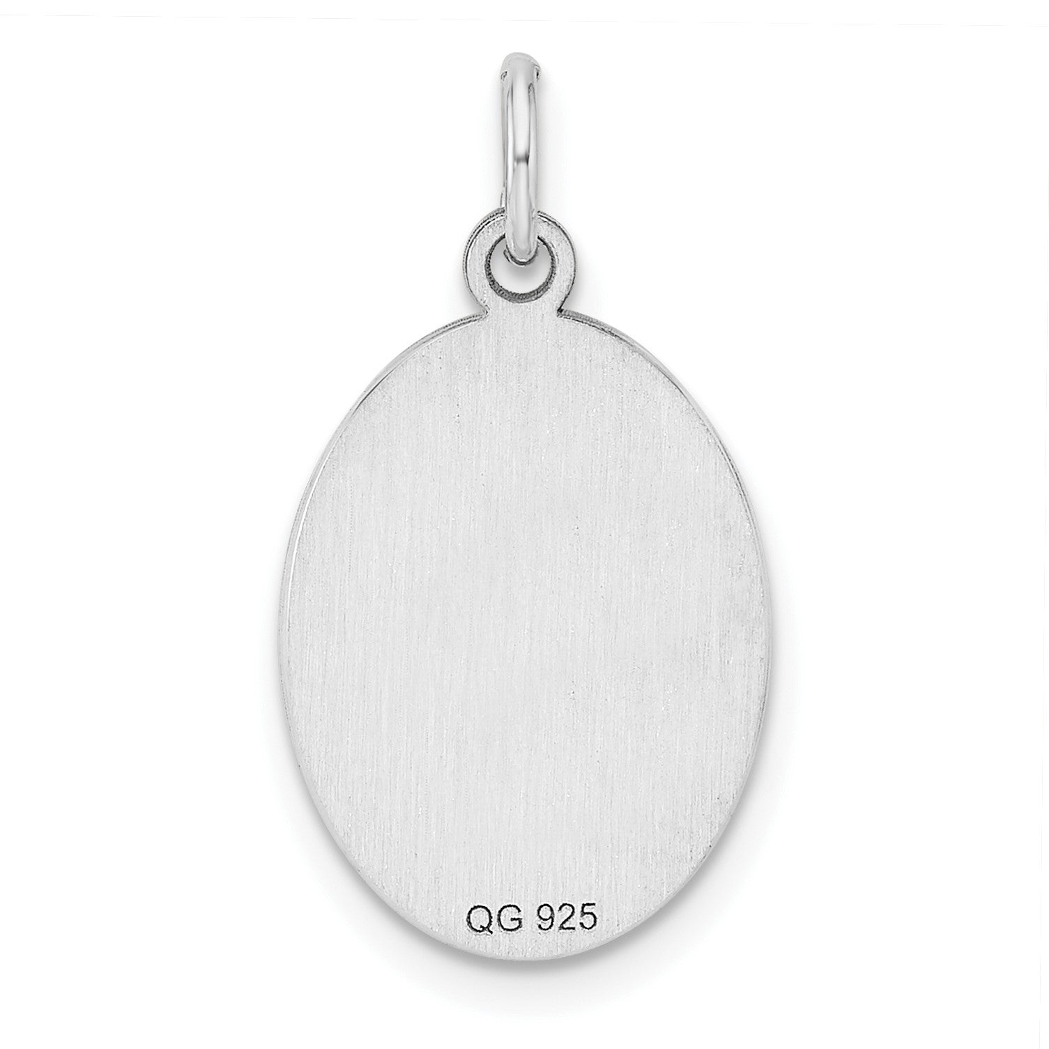 Sterl Silver Rh-plt Engraveable Oval Polished Front/Satin Back Disc Charm