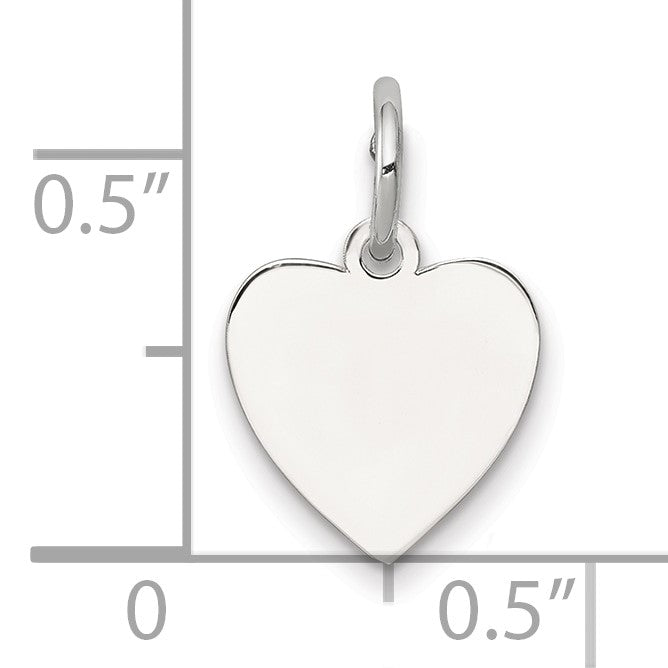 SS Rhod-plated Eng. Heart Polish Front/Satin Back Disc Charm