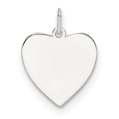 SS Rhod-plated Eng. Heart Polish Front/Satin Back Disc Charm
