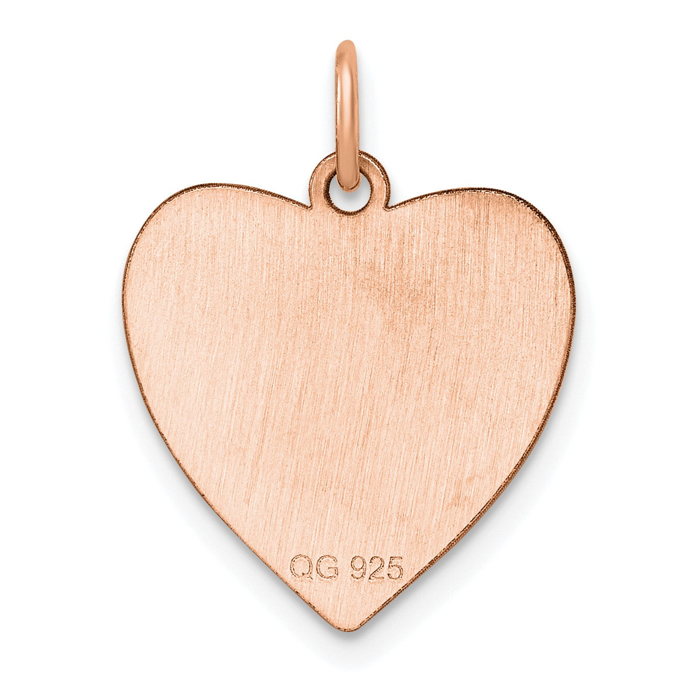 Sterling Silver RG Plated Eng. Heart Polish Front/Satin Back Disc Charm